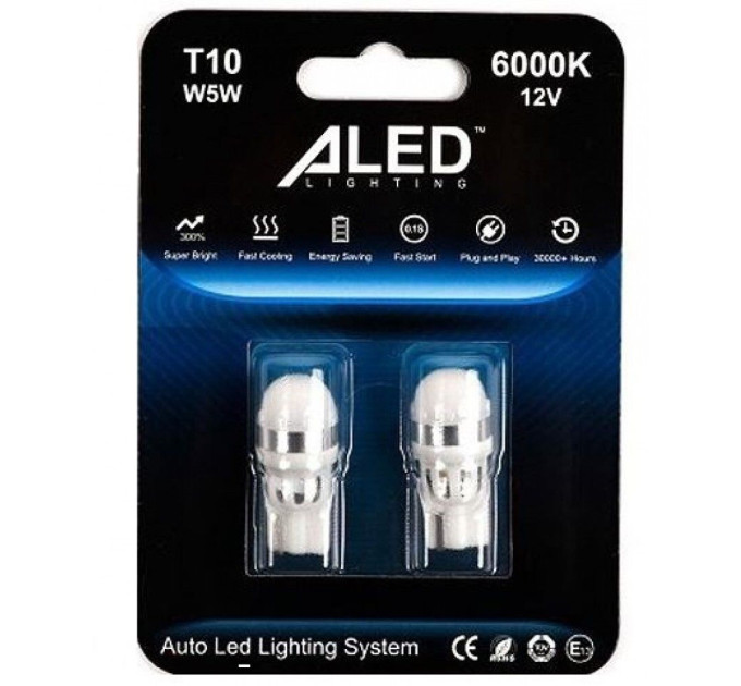 Світлодіодні лампи ALed T10 (W5W) white (2шт)