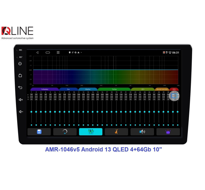 Автомагнітола Qline AMR-1046v5 Android 13 QLED 4+64Gb 10"