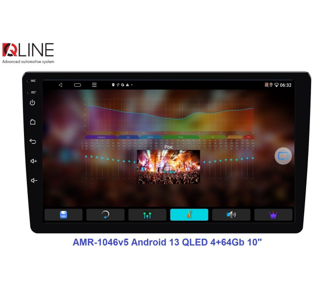 Автомагнітола Qline AMR-1046v5 Android 13 QLED 4+64Gb 10"