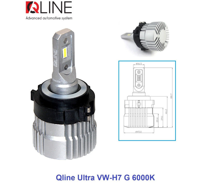 Світлодіодні лампи Qline Ultra VW-H7 G 6000K
