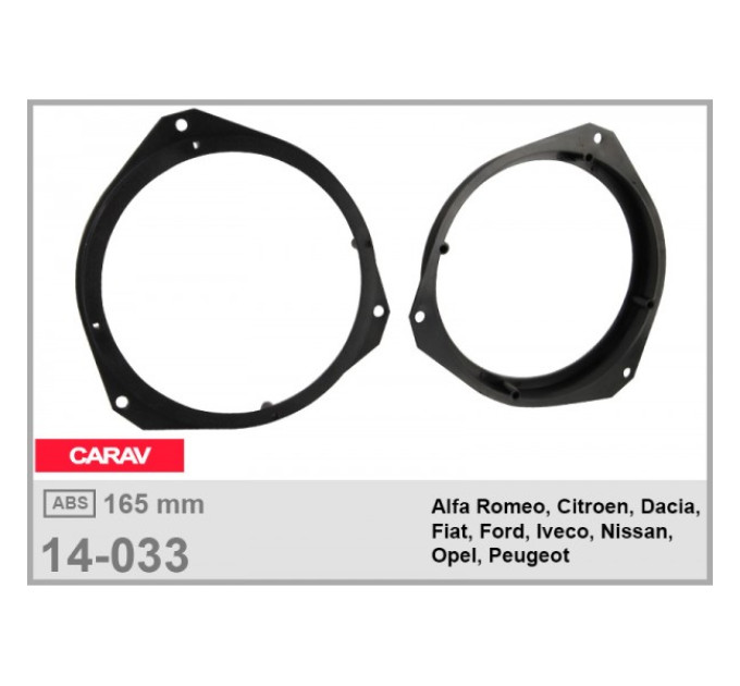 Проставки під динаміки 165 мм / 6.5" Carav 14-033 для автомобілів Alfa Romeo, Dacia, Fiat, Nissan, Opel