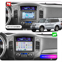 Штатная магнитола Element для Mitsubishi Pajero IV 2006-2011 экран 9" 4/64 QLED CarPlay 4G Wi-Fi GPS 360 Prime
