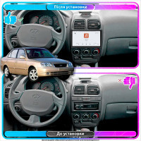 Штатная магнитола Element для Hyundai Accent II Рестайлинг 2002-2005 экран 9" 4/64 QLED CarPlay 4G Wi-Fi GPS 360 Prime