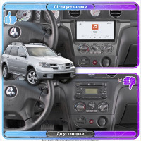 Штатная магнитола Element для Mitsubishi Outlander Left wheel 2003-2006 экран 9" 4/64 QLED CarPlay 4G Wi-Fi GPS 360 Prime