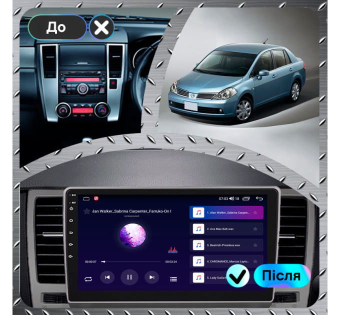 Штатна магнітола Nissan Tiida 2010-2013 Element Prime 2/32 4G CarPlay
