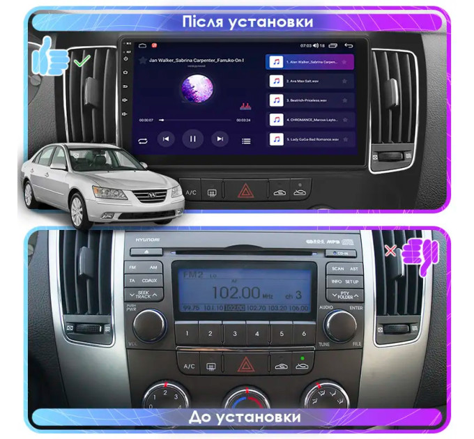 Штатна магнітола Hyundai Sonata (NF) Manual AC 2008-2010 Element 6/128 4G CarPlay