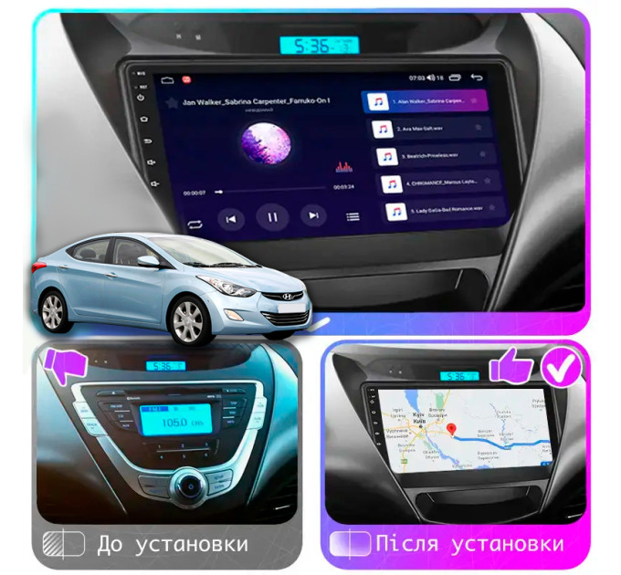 Штатна магнітола Hyundai Avante ver 2 2010-2015 Element Prime 2/32 CarPlay 4G