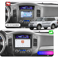 Штатная магнитола Element для Mitsubishi Pajero IV Рестайлинг 1 2011-2014 экран 9" 4/64 QLED CarPlay 4G Wi-Fi GPS 360 Prime