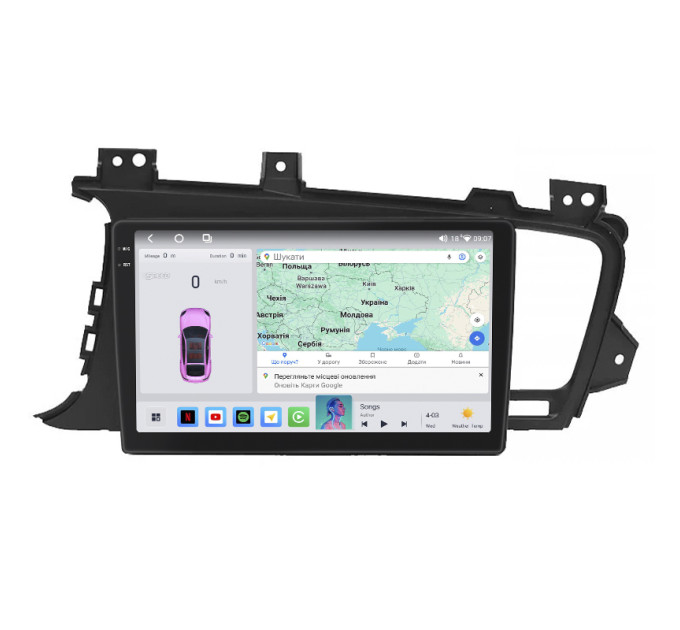 Штатная магнитола Element для Kia Optima III 2010-2013 экран 9" 4/64 QLED CarPlay 4G Wi-Fi GPS 360 Prime