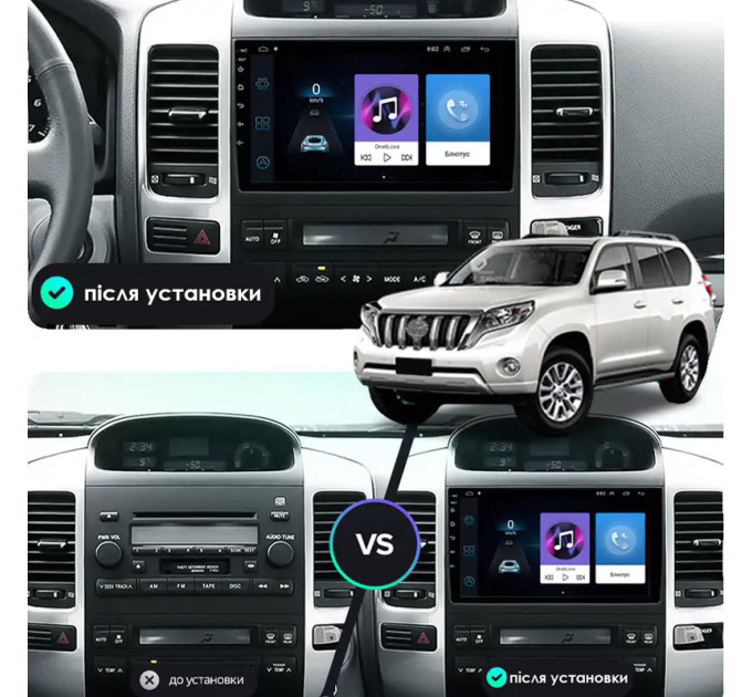 Штатна магнітола Toyota Land Cruiser Prado 120 Series 2002-2007 Element Prime 4/64 CarPlay 4G