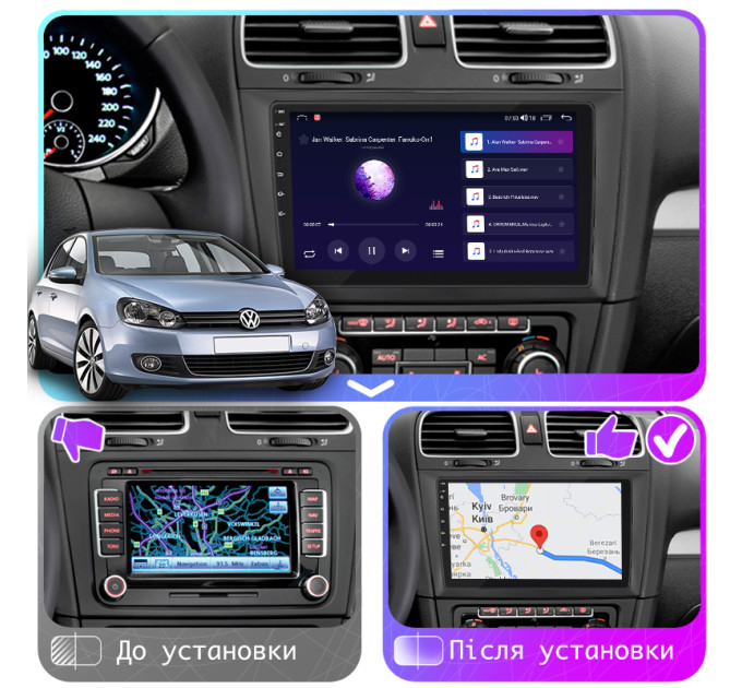 Штатна магнітола Volkswagen Golf 2008-2012 Element Prime 4/64 CarPlay 4G