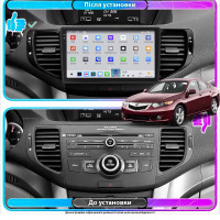 Штатная магнитола Element для Acura TSX II 2008-2014 экран 9" 4/64 QLED CarPlay 4G Wi-Fi GPS 360 Prime
