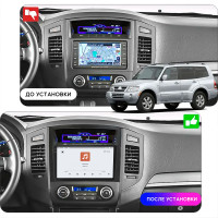 Штатная магнитола Element для Mitsubishi Pajero IV Рестайлинг 2 2014-н.в. экран 9" 4/64 QLED CarPlay 4G Wi-Fi GPS 360 Prime