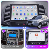 Штатная магнитола Element для Hyundai Santa Fe II Рестайлинг 2009-2012 экран 9" 4/64 QLED CarPlay 4G Wi-Fi GPS 360 Prime