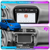 Штатная магнитола Element для Mitsubishi Mirage VI Рестайлинг 2 2019-н.в. экран 9" 4/64 QLED CarPlay 4G Wi-Fi GPS 360 Prime