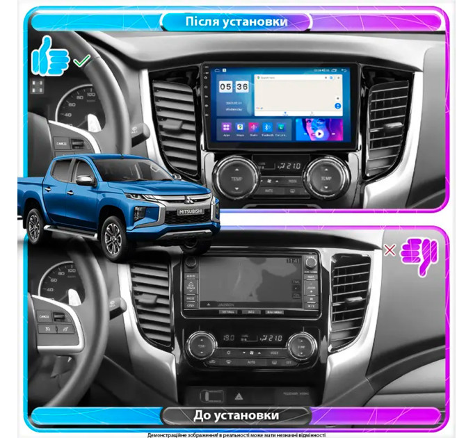 Штатна магнітола Mitsubishi L200 Manual AC 2015-2019 Element Prime 4/64 CarPlay 4G