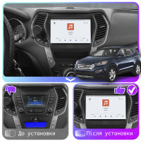 Штатная магнитола Element для Hyundai Santa Fe III Рестайлинг 2015-2018 экран 9" 4/64 QLED CarPlay 4G Wi-Fi GPS 360 Prime
