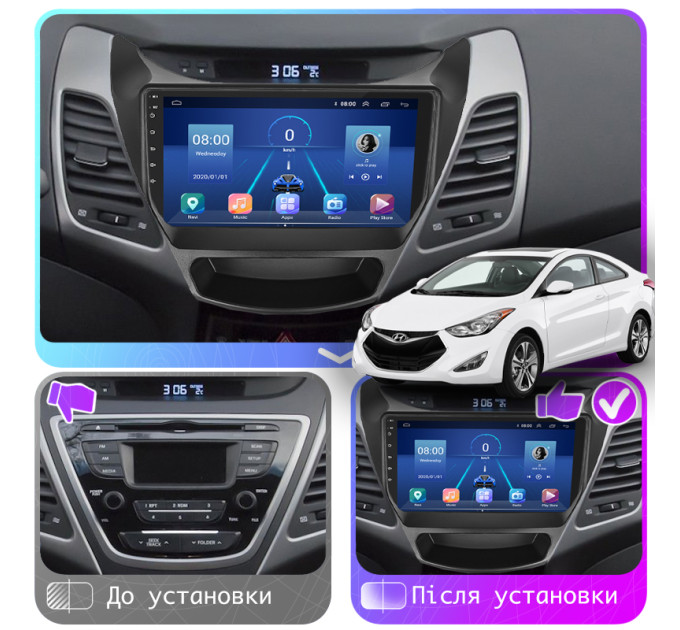 Штатна магнітола Hyundai Elantra (MD) 2013-2016 Element 6/128 4G CarPlay