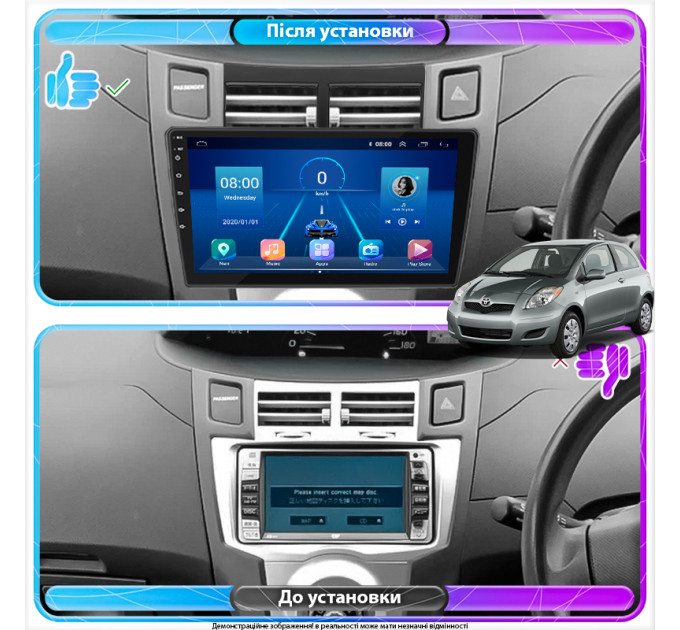 Штатна магнітола Toyota Vitz (XP90) 2005-2011 Element 4/64 4G CarPlay
