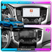 Штатная магнитола Element для Mitsubishi L200 V Manual AC 2015-2019 экран 9" 4/64 QLED CarPlay 4G Wi-Fi GPS 360 Prime