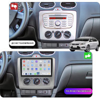 Штатная магнитола Element для Ford Focus II (North America) 2007-2010 экран 9" 4/64 QLED CarPlay 4G Wi-Fi GPS 360 Prime