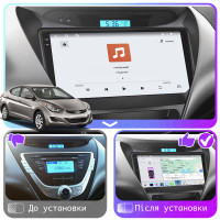 Штатная магнитола Element для Hyundai Elantra V (MD) 2010-2014 экран 9" 4/64 QLED CarPlay 4G Wi-Fi GPS 360 Prime