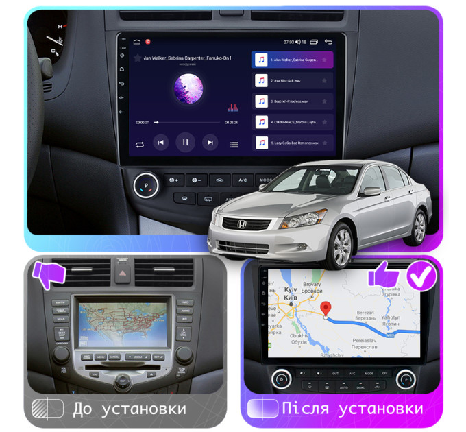 Штатна магнітола Honda Accord 2002-2006 Element Prime 4/64 4G CarPlay