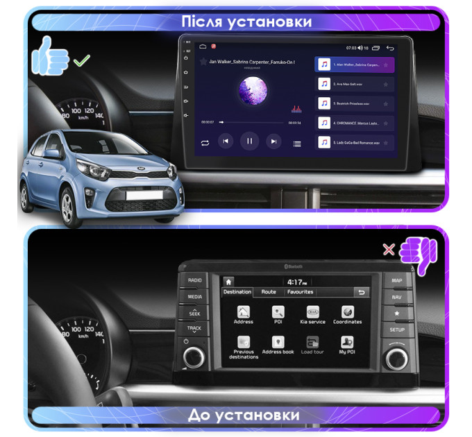 Штатна магнітола Kia Morning  2017- Element 6/128 4G CarPlay