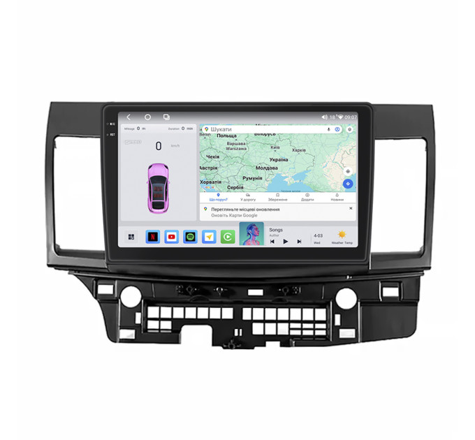 Штатная магнитола Element для Mitsubishi Lancer Evolution X 2007-2016 экран 10" 4/64 QLED CarPlay 4G Wi-Fi GPS 360 Prime