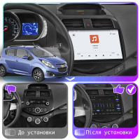 Штатная магнитола Element для Chevrolet Spark III 2009-2016 экран 9" 4/64 QLED CarPlay 4G Wi-Fi GPS 360 Prime