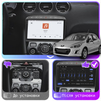 Штатная магнитола Element для Peugeot 308 I Рестайлинг 2011-2015 экран 9" 4/64 QLED CarPlay 4G Wi-Fi GPS 360 Prime