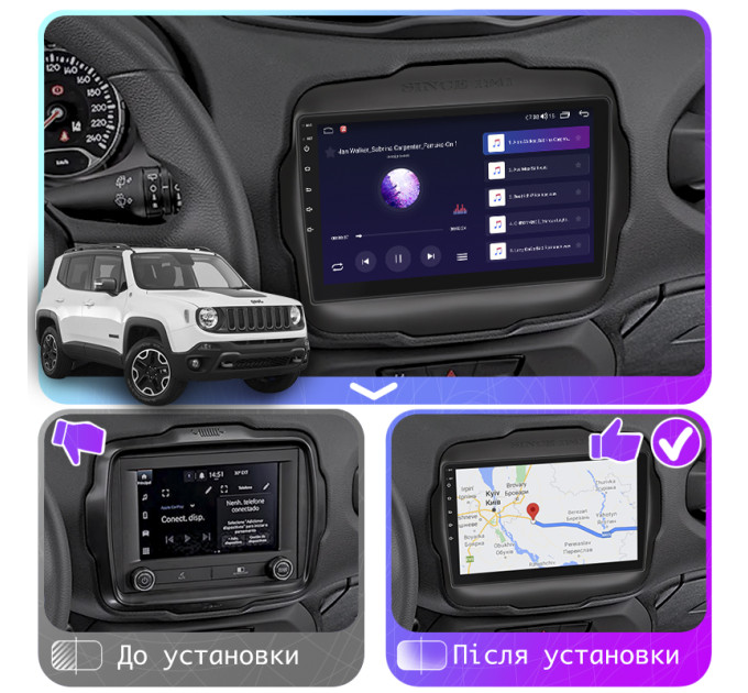 Штатна магнітола Jeep Renegade 2014-2019 Element 6/128 4G CarPlay