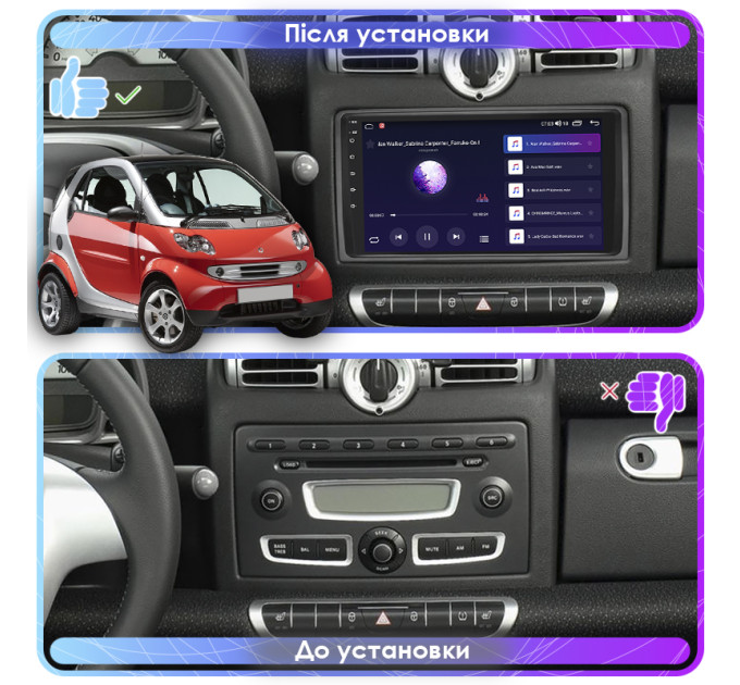 Штатна магнітола Smart Fortwo 2003-2007 Element Prime 2/32 4G CarPlay