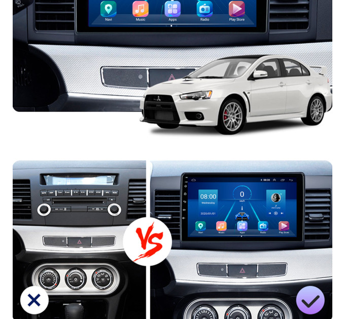 Штатна магнітола Mitsubishi Lancer 2011-2015 Element 6/128 4G CarPlay