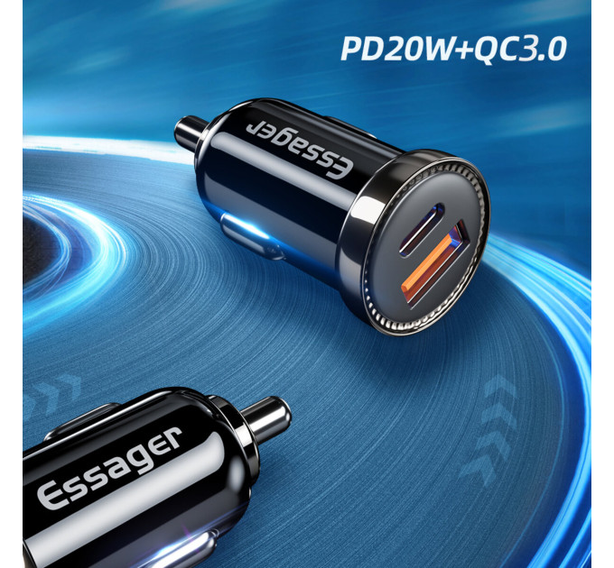 Автомобільний зарядний пристрій Essager ECC2Q-WL0A black