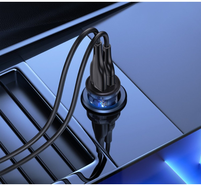 Автомобільний зарядний пристрій Usams US-CC162 C31 15W Transparent Dual USB A+A Mini Car Charger