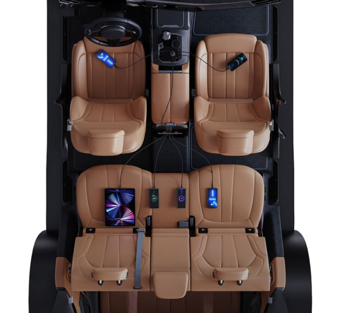 Автомобільний зарядний пристрій Usams US-CC161Car Charger 3USB + Type-C 156W With Cigarette Lighter Black