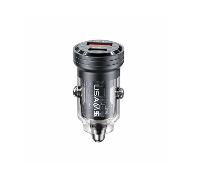 Автомобільний зарядний пристрій Usams US-CC175 C35 45W Aluminum Alloy Transparent A+C Mini