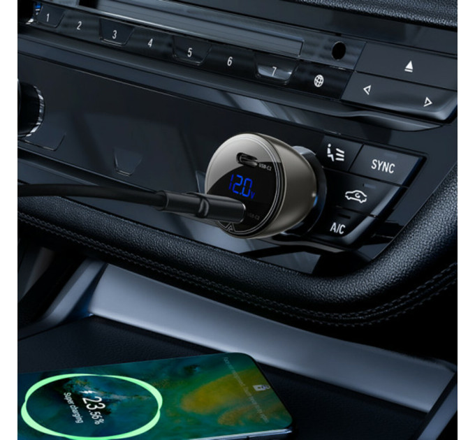 Автомобільний зарядний пристрій ACEFAST B10 metal 60W (USB-C + USB-C) Black