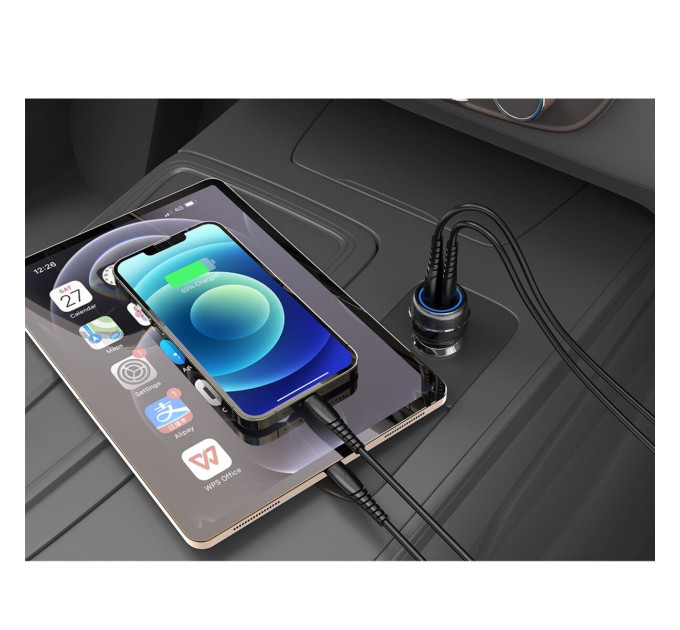 Автомобільний зарядний пристрій CHAROME C9 Zinc Car Charger 52.5W(USB-A+USB-C) Metal Grey