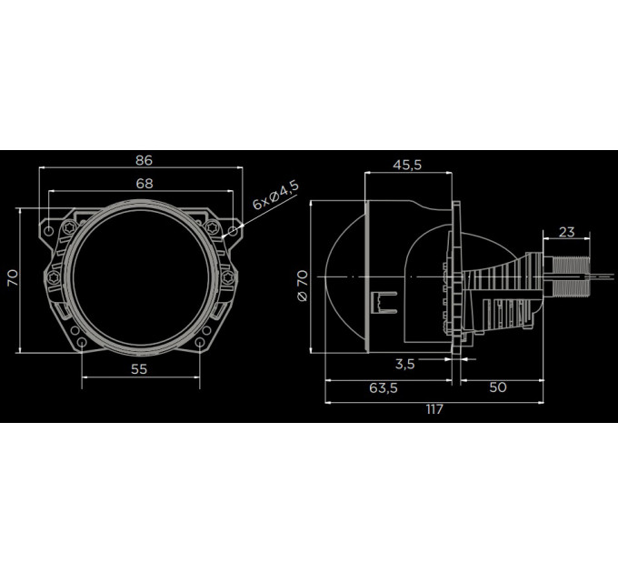 Світлодіодні лінзи DriveX Biled Mini-2 2,5" 35/40W 6000K