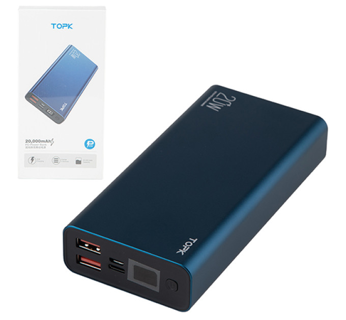Повербанк TOPK I2006P 20000mAh blue