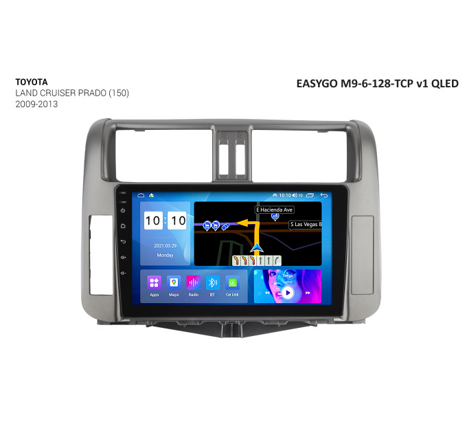 Штатна магнітола EasyGo M9-6-128-TCP v1 QLED Toyota Land Cruiser Prado 150 2009-2013