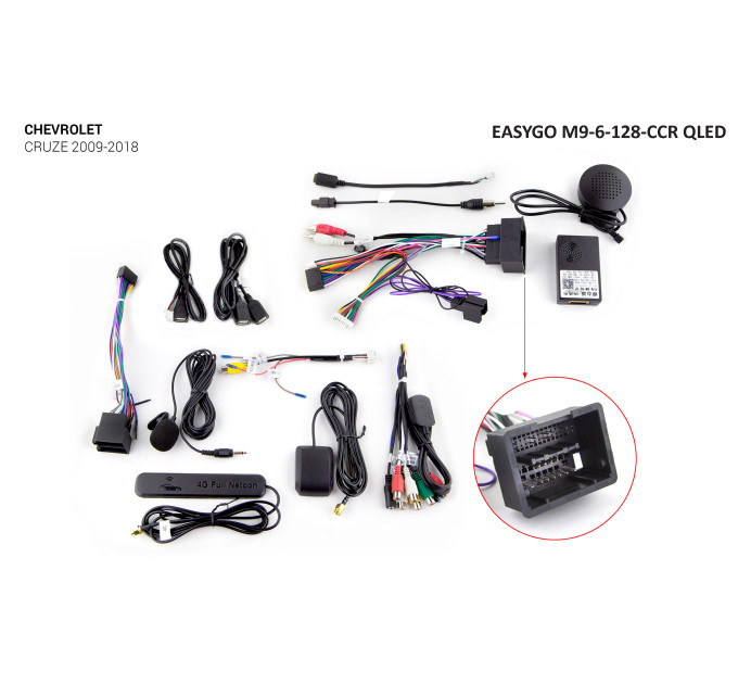 Штатна магнітола EasyGo M9-6-128-CCR QLED Chevrolet Cruze 2009-2018