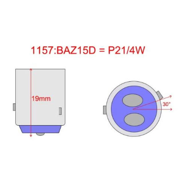 Світлодіодні лампи Infolight P21/4W, BAZ15D (1157) Red