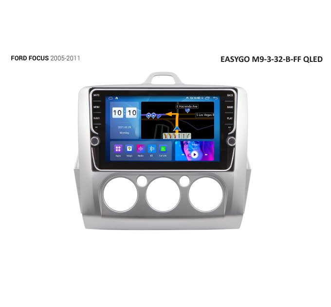 Штатна магнітола EasyGo M9-6-128-FF QLED Ford Focus 2005-2011