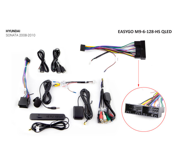 Штатна автомагнітола EasyGo M9-6-128-HS QLED Hyundai Sonata 2008-2010