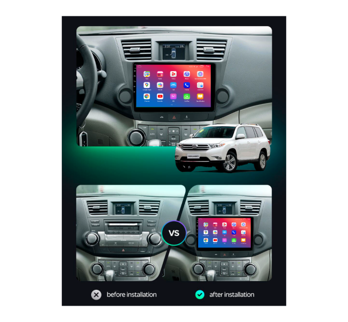 Штатна магнітола EasyGo TOY1008-F50 10 inch Toyota Highlander 2008-2013
