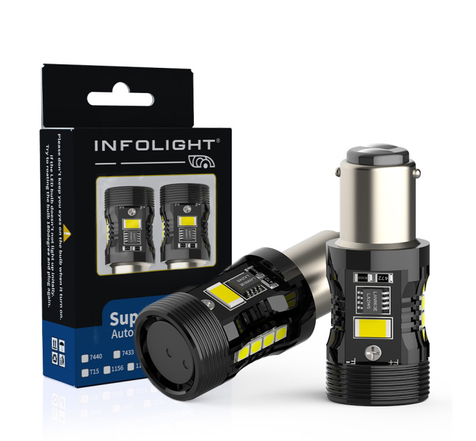 Світлодіодні лампи Infolight P21/4W, BAZ15D (1157) Canbus White