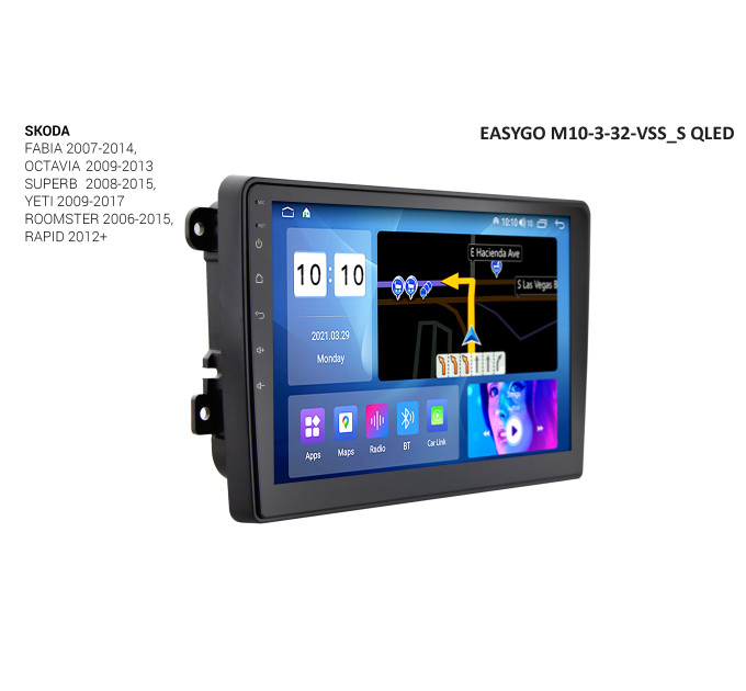 Штатна магнітола EasyGo M10-3-32-VSS_S QLED Skoda